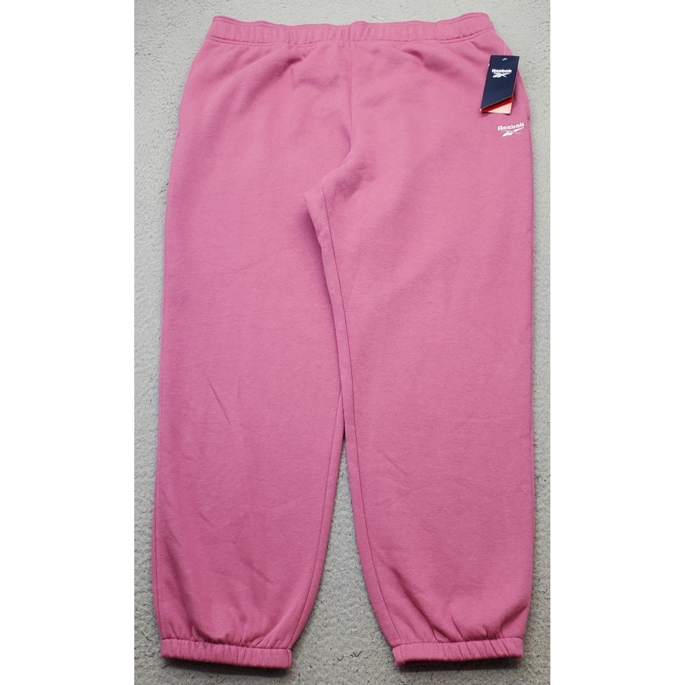 Reebok Jogger Pants Womens XXL Pink Fleece Lined Relaxed Elastic Waist Pull On